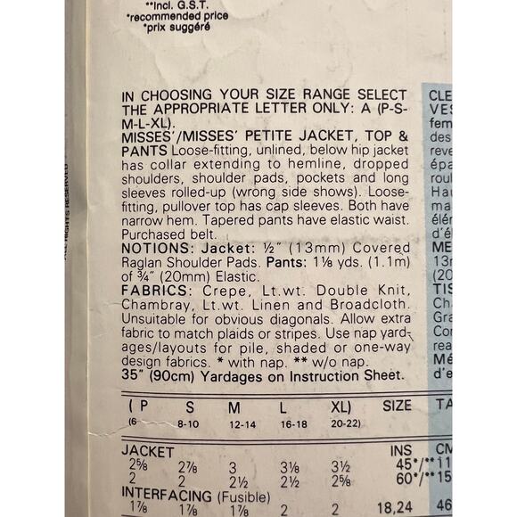 Butterick Sewing pattern 5981 suit open front blazer pants size xs s m - Picture 5 of 8